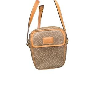 Nina Ricci Monogram Shoulder Bag Tan Leather‎ Trim Crossbody